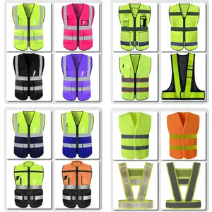 Chất Lượng Cao Pockets Zipper Biểu Tượng Tùy Chỉnh Kỹ Sư Màu Xanh Phản Chiếu An Toàn Hi-vis Vest