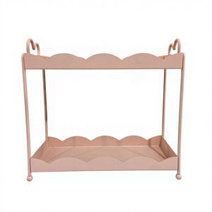 Estante de Almacenamiento Decorativo de Dos Niveles con Forma de Corazón Rosa - Organizador con Borde Ondulado para Tocador y Escritorio - Product Image 3