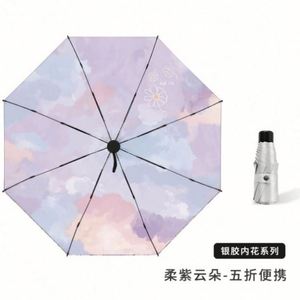 Parapluie de voyage pliable en 3 sections, personnalisé, pour soleil et pluie, en polyester/ponge, imprimé sérigraphié, avec revêtement UV et logo, vente en gros - Product Image 5