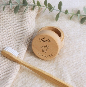 Biểu Tượng Tùy Chỉnh Đầu Tiên Răng Và Curl Set Babys Món Quà Đầu Tiên Mới Bé Làm Bân Quà Tặng Bé Tắm Bằng Gỗ Khắc Đính Hộp - Product Image 6