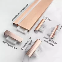 Échantillon gratuit de profil de plinthe en aluminium avec bande LED cachée décorative brossée pour mur