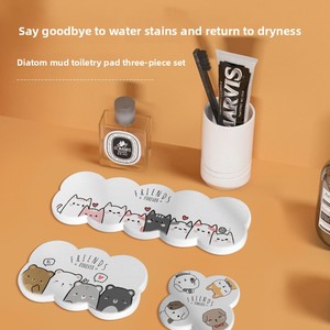מתקן ספוג לכיור 3 יחידות מגש אבן סופג מים מגש כיור מאבן דיאטומית - Product Image 2