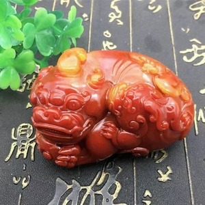 Pieza antigua de piedra Shoushan para llevar en la mano, pieza de Pixiu madre e hijo para llevar en la mano, placa de paisaje de jade con dragón amarillo, Ruyi Pixiu - Product Image 2