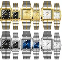 CHENXI 106 Neue 1-teilige Modische Rechteckige Quarz Edelstahl Paaruhr 28mm Zeiger-Zifferblatt 20mm Armband Wasserdicht Geschenk