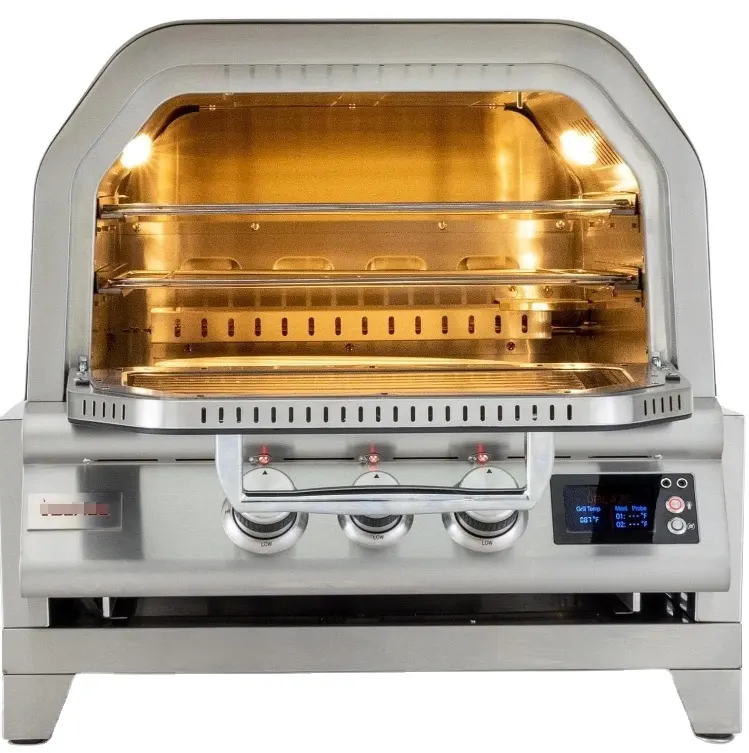 Dönen Pizza makinesi ve kol ile taşınabilir paslanmaz çelik açık doğal gaz tezgah pişirme taşı