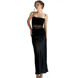 ボディコンパーティーローブカクテルマキシドレス2024卸売新ブラックファッションエレガントセクシースリットドレス控えめなイブニングディナー