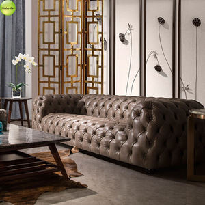 Italiaanse Lederen Chesterfield Sofa Set Antieke Leven Sofa Vintage Fluwelen Zwart Couch Woonkamer Meubels - Product Image 3