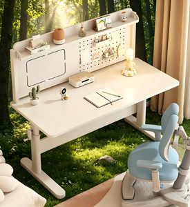 Bureau d'étude ergonomique moderne en métal réglable en hauteur pour enfants avec panneau perforé et tiroir de rangement, idéal pour garçons et filles, maison, bureau, salon - Product Image 1