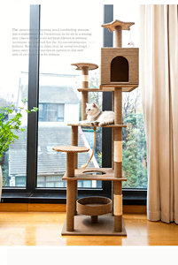 Árbol para Gatos de Lujo Grande Todo en Uno con Sofá, <span class=keywords><strong>Casa</strong></span> de Tela, <span class=keywords><strong>Hamaca</strong></span> y Poste de Sisal - Precio de Fábrica al Por Mayor, MOQ Bajo - Product Image 4