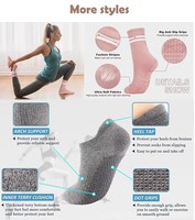 Chaussettes de Pilates personnalisées avec étiquette, en coton, antidérapantes, avec grip en silicone, pour le yoga, noir, rose, blanc, emballage kraft, prêtes pour l'OEM