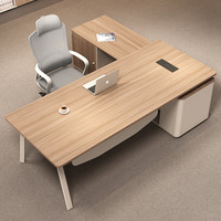 Ensemble bureau et chaise de direction moderne et simple LBZ-127X avec structure en L et options de rangement pour une personne