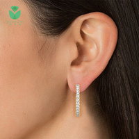 Boucles d'oreilles uniques en or blanc 18k Hpht Cvd, diamants cultivées en laboratoire, prix de gros par Carat