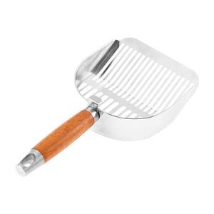 Nouvelle <span class=keywords><strong>pelle</strong></span> à litière <span class=keywords><strong>pour</strong></span> chat en acier inoxydable 304 lavable, bord incliné, 6 mm, grands trous <span class=keywords><strong>pour</strong></span> granulés de pin, tofu et litière de caille - Product Image 5