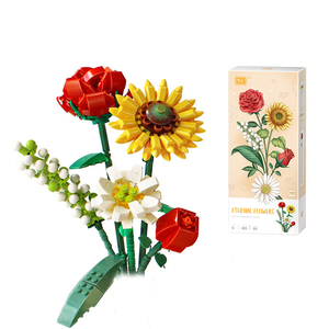 Plantas en maceta <span class=keywords><strong>Girasol</strong></span> Rosa Verde Bristlegrass Bonsai Jardines Románticos 1:8 Bloques <span class=keywords><strong>de</strong></span> construcción Modelo clásico Ladrillos en caja Juegos para niños - Product Image 1