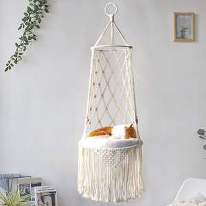 <span class=keywords><strong>Hamac</strong></span> pour <span class=keywords><strong>chat</strong></span> en macramé fait à la main lit suspendu pour animaux de compagnie balançoire de style bohème avec kit de montage pour chats - Product Image 6