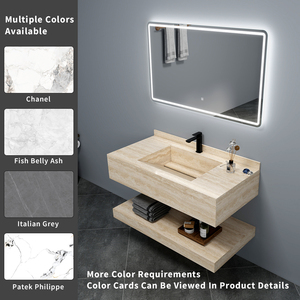 Lavabo Doppio Moderno Sospeso Rettangolare in Lastra di Roccia di Grado Alberghiero per Bagno, Camera da Letto o Appartamento di Fabbrica - Product Image 5