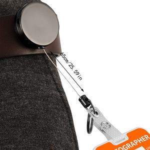 Boucle télescopique gris bronze de 4 cm, cordon de traction robuste, porte-clés en câble d'acier à tirage facile, motifs imprimables disponibles. - Product Image 2
