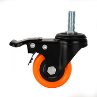 Roulettes pivotantes rigides pour meubles légers de petite taille, 3 pouces, 1,5 pouce, 2 pouces, 2,5 pouces, roulettes en PP orange