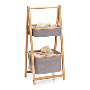 Panier à linge pliable en bambou avec étagères <span class=keywords><strong>de</strong></span> rangement en forme d'échelle pour chambre et buanderie - Product Image 1