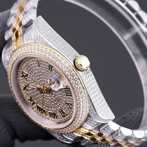 Luxurious handcrafted men's automatic <b>mechanical</b> <b>watch</b> with full diamonds, 41mm automatic movement, custom logo - Product Image 2