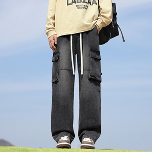 Customized logo Thin <b>overalls</b> for <b>men</b> and loose teenagers in summer breathable fashionable popular outdoor skilling leisure - Product Image 1