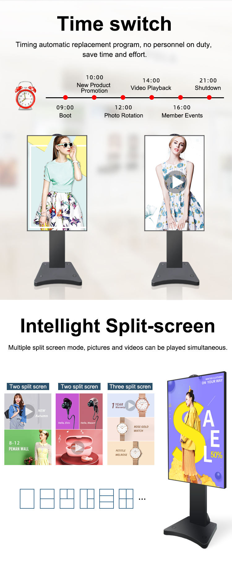 32/43/49/55/65inch lcd high gloss window screen digital poster signage ...