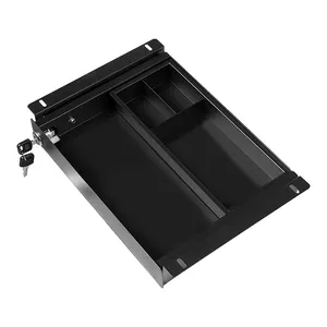 JH-Mech Under Desk Pull Out Drawer Black Office with Lock for Standing Lockable Under Desk Storage Drawer