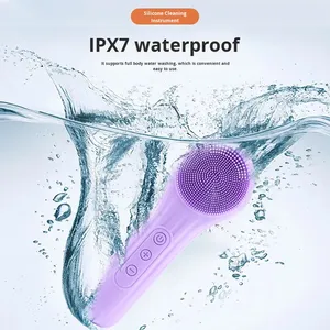 Xuyên biên giới đứng Thiết bị làm sạch da mặt với bàn chải Silicone không thấm nước massage siêu âm & tính năng nén nóng điện - Product Image 1