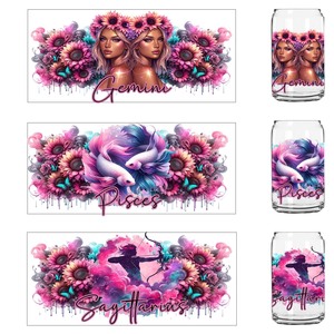 Autocollant de transfert pour gobelet, thème signe du zodiaque, article en stock en gros, anime, imperméable, 16 oz, 20 oz, globe à neige, impression UV DTF, enveloppe de tasse - Product Image 3