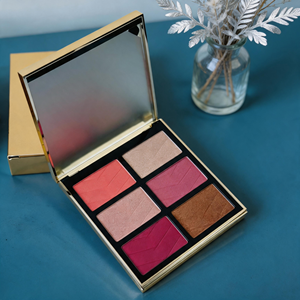 Palette de maquillage visage et yeux six couleurs de haute qualité, effet minéral mat chatoyant, tons clairs, avec logo personnalisé, fard à paupières, <span class=keywords><strong>blush</strong></span> et illuminateur - Product Image 3