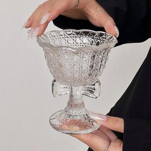 Verre <span class=keywords><strong>à</strong></span> pied 230 ml avec nœud papillon, gobelet gaufré pour crème glacée, dessert, gelée, champagne, cocktail, café – Vente en gros par carton - Product Image 4