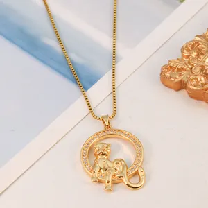 Vêtements quotidiens pour femmes Collier pendentif plaqué or léopard Accessoire de bijoux de mode