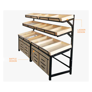 Exhibidores de Frutas y Verduras de Alta Calidad Kainice, Diseño de Estructura de Acero, Nuevo Diseño, Estantes de Supermercado, Exhibidores de Madera para Frutas - Product Image 6