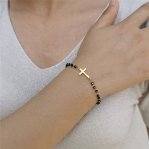 Crystal Cross <strong>Bracelets</strong> For Women Fashion Gold Plated Stainless Steel Cross <strong>Bracelet</strong> Vintage Religion <strong>Aesthetic</strong> Jewelry Gift - Product Image 1