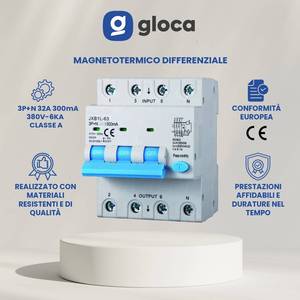 Disjoncteur différentiel Gloca 3P+N 300mA 380V 6KA Classe A 32A - Product Image 2