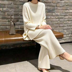 Maglione girocollo da <span class=keywords><strong>donna</strong></span>, set invernale in maglia due pezzi, abbigliamento <span class=keywords><strong>donna</strong></span>, set maglione <span class=keywords><strong>taglie</strong></span> <span class=keywords><strong>forti</strong></span>, direttamente dalla fabbrica - Product Image 1