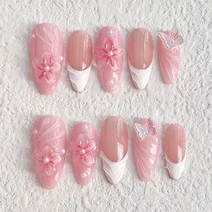 Súper personalizado extraíble grabado estilo brillante Nail Art <span class=keywords><strong>relieve</strong></span> francés cubierta completa acrílico <span class=keywords><strong>uñas</strong></span> Consejos hecho a mano prensa <span class=keywords><strong>en</strong></span> las <span class=keywords><strong>uñas</strong></span> - Product Image 5