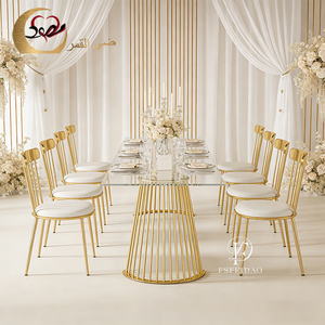 Mesa de Comedor Ecológica de Acero Inoxidable Dorado para Eventos - Product Image 3