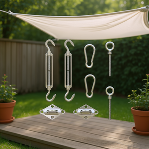Ensemble d'accessoires pour voile d'ombrage en acier inoxydable, 9 pièces, accessoires d'ombrage pour auvent de patio, montage mural, commande manuelle - Product Image 2