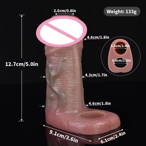 Silicone Male Masturbator Penis Sleeve Open-ended Realistic <b>Dildo</b> Sheath Cock Enlargement Sex Toys for Men Skin Touch - Product Image 2