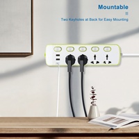 Soket ekstensi USB Universal 4 port, Soket Daya 2m, colokan kustom 3 USB