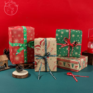 Papier cadeau recyclable épais double face avec logo personnalisé 50x70cm <span class=keywords><strong>10</strong></span> feuilles par paquet pour fleurs Noël - Product Image 4