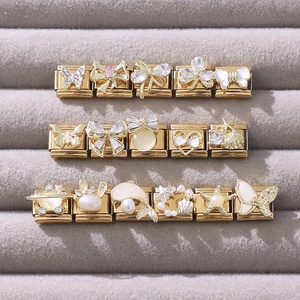 NEW Fashion Italian Charm <b>Bracelet</b> Gold Plated Stainless Steel Waterproof <b>Bracelet</b> DIY Combination Unit Italian Charm <b>Bracelet</b> - Product Image 4