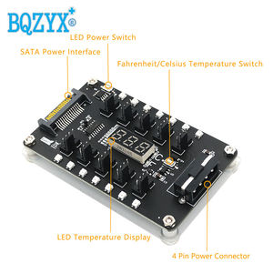 Dc 12V <span class=keywords><strong>3</strong></span>/4Pin Fan Pwm Fan Hub Controller Met 3528 Kleurrijke Flash Led En Temperatuur Sensor Display - Product Image 2