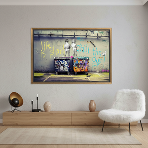 Life is Short <b>Canvas</b> Wall Art - Printed Graffiti Artwork,GOLD <b>FRAMED</b> <b>CANVAS</b> - Product Image 3