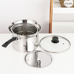 Friteuse multifonction en acier inoxydable, marmite à nouilles, pot à <span class=keywords><strong>pâtes</strong></span>, pot à soupe <span class=keywords><strong>avec</strong></span> panier vapeur et <span class=keywords><strong>couvercle</strong></span> en verre pour la cuisine - Product Image 2