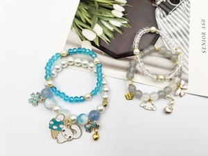 Pulsera de cuentas de cristal a la moda Metal Jade <span class=keywords><strong>Guigou</strong></span> flor amor corazón arco borla pulsera para mujer playa fiesta joyería regalo - Product Image 6