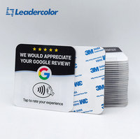 Tarjeta RFID acrílica NFC con chip Ntag213 de 13.56MHz, programable con URL, resistente al agua, con adhesivo para reseñas de Google.