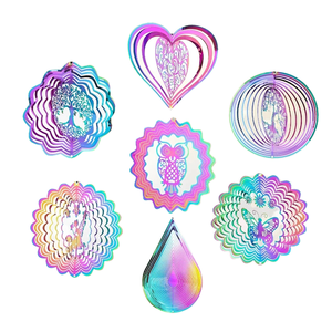 MIAO Campanas de Viento Giratorias Personalizadas de Acero Inoxidable con Diseño de Colibrí Antiguo Nórdico Mandala, Impermeables, 3.94 Pulgadas - Product Image 1