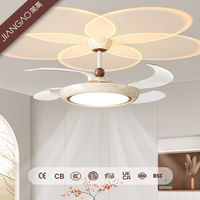 Ventilateur de plafond intelligent rétractable décoratif pour salle à manger, salon, chambre à coucher, avec lumière, Bluetooth et télécommande, moderne et sûr